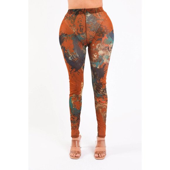 Women's Casual Printed Skinny Gym,Sports,Yoga Sexy Leggings Pants Rust-Combo - Picture 8 of 8